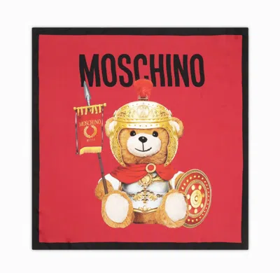 Moschino Foulard  In Seta Rosso Teddy Bear