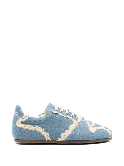 Moschino Frayed Sneakers In Blue