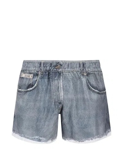Moschino Frayed Swim Shorts In Blue