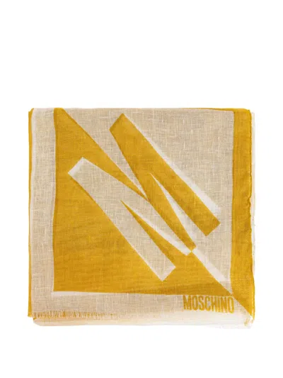 Moschino Frindged-edge Scarf In Yellow