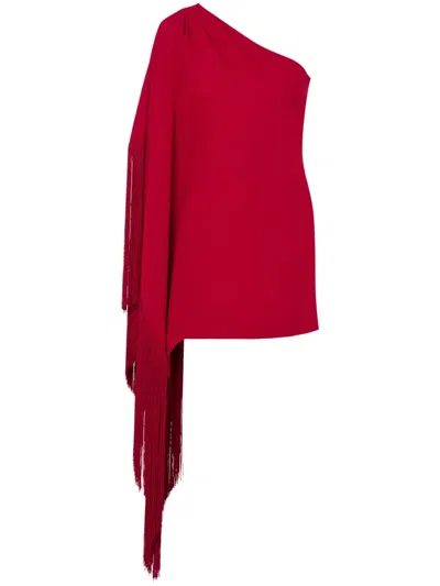 Moschino Fringe-detail Asymmetric Minidress In Red