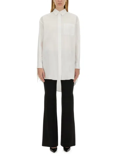 Moschino Fringe-detail Poplin Shirt With Classic Collar In Black