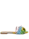 Moschino Flat Tufting Sandals In Blue