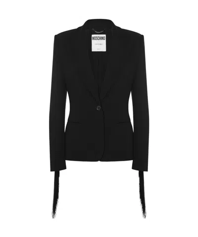 Moschino Fringed Single-breasted Blazer In Black