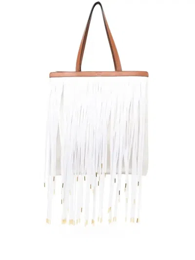 Moschino Fringe-detailed Tote Bag In Neutrals
