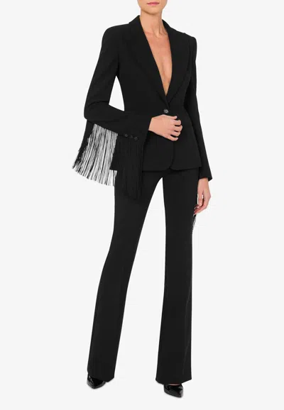 Moschino Fringe Single-breasted Blazer In Black