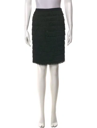 Pre-owned Moschino Fringe Trim Accent Knee-length Skirt In Green