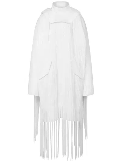 Moschino Fringed Hooded Coat In White