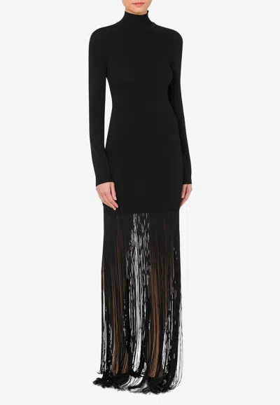 Moschino Fringed Maxi Dress In Black