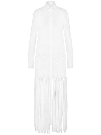 Moschino Fringed Maxi Dress In White