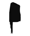 Moschino One-shoulder Fringe Mini Dress In Black