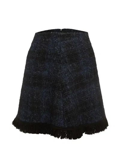 Pre-owned Moschino Fringed Mini Skirt In Blue