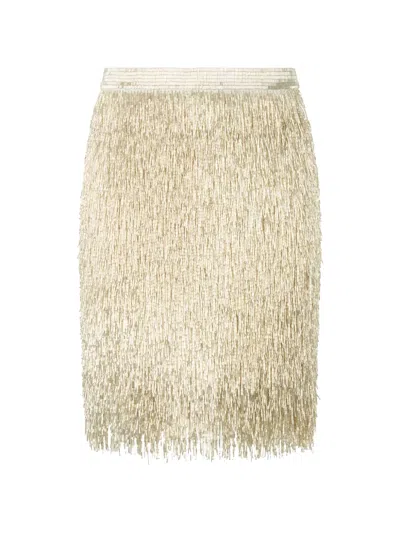 Moschino Fringed Mini Skirt In Neutral