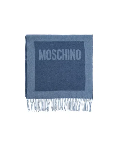 Moschino Fringed Scarf In Blue