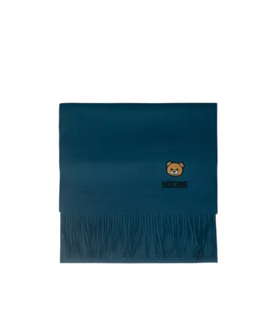 Moschino Fringed Scarf In Blue