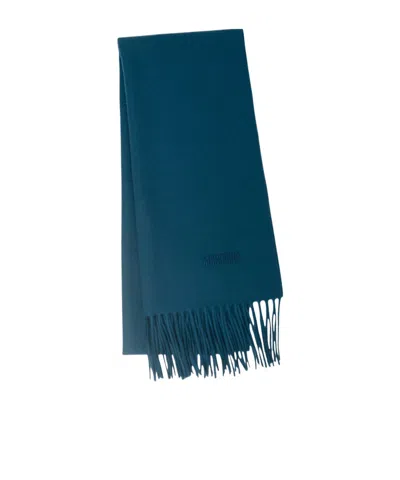 Moschino Fringed Scarf In Blue
