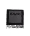 Moschino Logo-print Fringed Scarf In Black