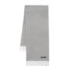 Moschino Wool Wraparound Scarf Fringed Edge In Gray