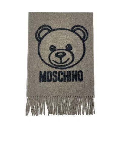 Moschino Fringed Scarf In Gray