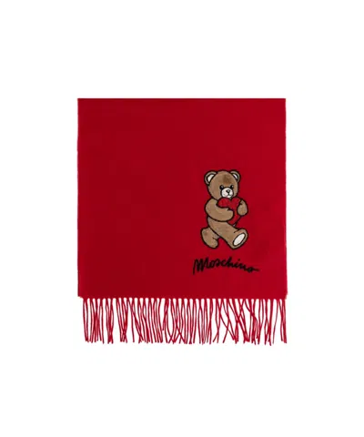 Moschino Fringed Scarf In Red