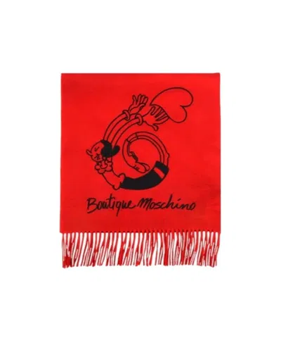 Moschino Fringed Scarf In Red