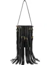 Moschino Fringed Shoulder Bag In Black