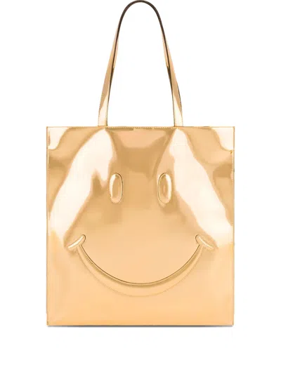 Moschino Fringed-strap Tote Bag In Gold