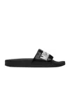Moschino Rubber Slides With Logo Branding In Black