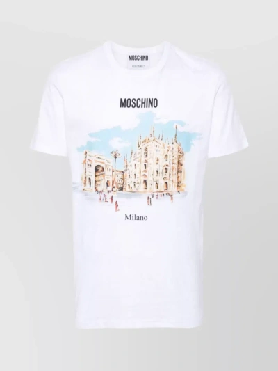 Moschino Front Print Jersey T-shirt In White