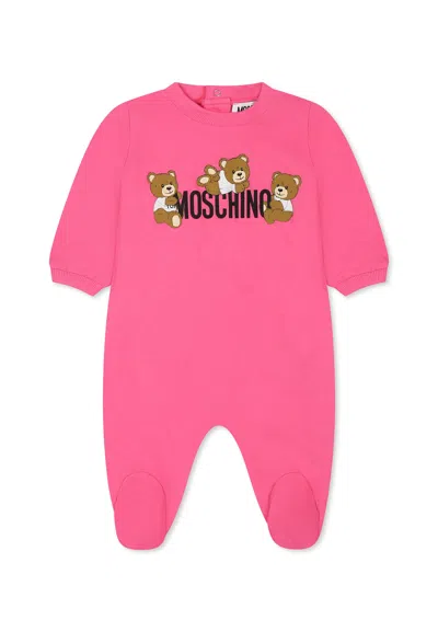 Moschino Fuchsia Babygrow For Baby Girl With Teddy Bears