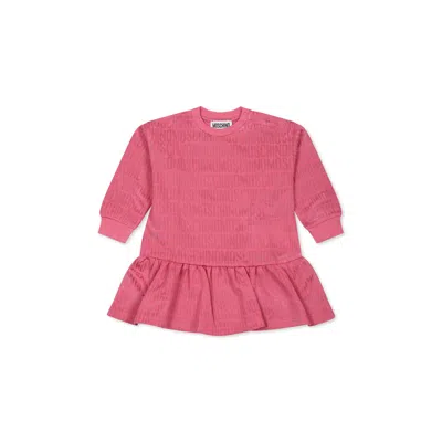 Moschino Fuchsia Dress For Baby Girl With Logo In Pink