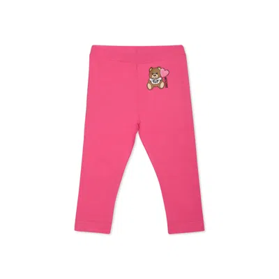 Moschino Fuchsia Legging For Baby Girl With Teddy Bear