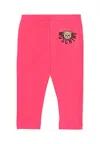 Moschino Fuchsia Leggings For Baby Girl With Teddy Bear In Pink