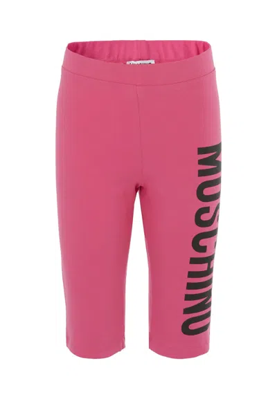 Moschino Kids' Fuchsia Shorts For Girl With Logo In Pink