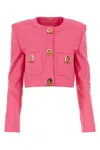 Moschino Cropped Structured Blazer With Buttoned Sleeves In Pink