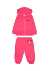 Moschino Fuchsia Suit For Baby Girl With Teddy Bear In Pink