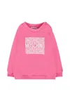 Moschino Fuchsia Sweatshirt For Baby Girl With Logo In Pink