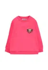 Moschino Fuchsia Sweatshirt For Baby Girl With Teddy Bear In Pink