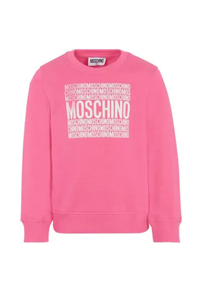 Moschino Kids' Fuchsia Sweatshirt For Girl With Logo In Pink