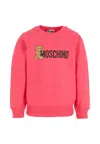 Moschino Fuchsia Sweatshirt For Girl With Teddy Bear In Pink
