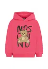 Moschino Fuchsia Sweatshirt For Girl With Teddy Bear In Pink