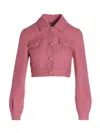 Moschino Roman Stud Cropped Tweed Jacket In Fuchsia