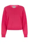Moschino Logo Jacquard Knit Wool Blend Sweater In Fuchsia