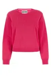 Moschino Logo Jacquard Knit Wool Blend Sweater In Fuxia