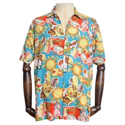 Pre-owned Moschino Fun 1990's  Colourful Vintage Ice Cream Pattern Jazzy Summer Print Shirt In White