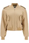 Moschino Cotton Blend Gabardine Bomber Jacket In Beige