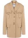 Moschino Peak-lapel Cotton-blend Coat In Neutrals