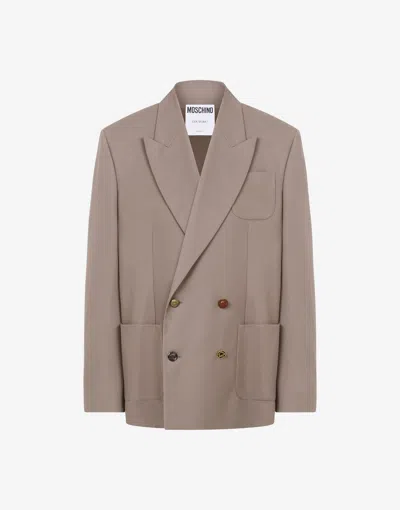 Moschino Gabardine Jacket Tailored Twist In Gray