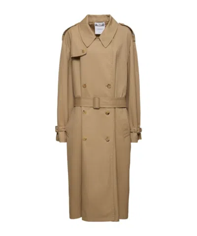 Moschino Gabardine Long Windbreaker In Brown