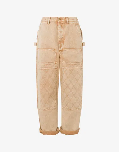 Moschino Garment-dyed Drill Trousers In Brown
